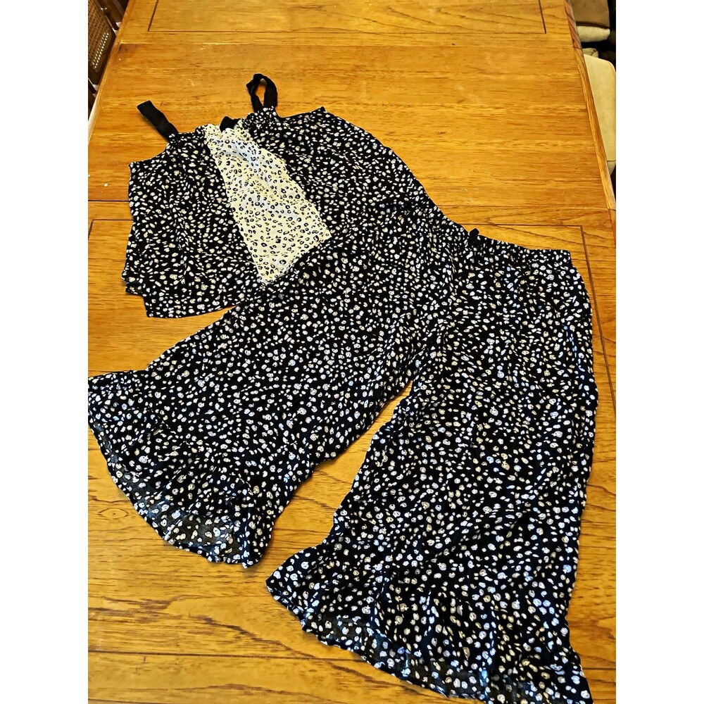 Simply Vera Vera Wang 2pc Animal Print Set S Sleeveless Top Wide-Leg